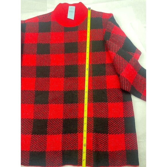LOFT Petite Buffalo Plaid Mock Neck Tunic Sweater Large - Picture 7 of 9